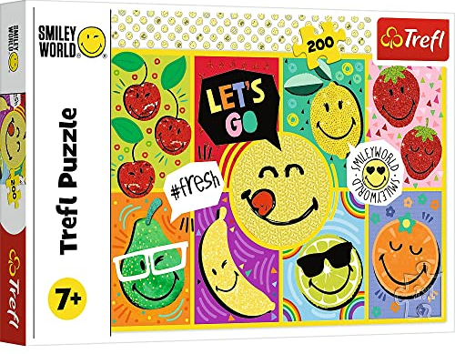 Tréfl - Smiley World, Joyeux Smiley - Puzzle 200 Pièces - Sourire, Emotes, Puzzles Colorés avec Fruits, Divertissement Créatif, Amusant pour les Enfants à partir de 7 ans