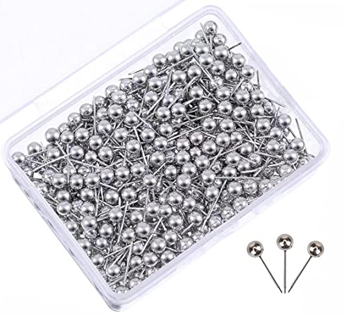 PINEPAN Weltkarte Pinnwand Pinnnadeln Reißnägel für Weltkarte Korktafel Stoffmarkiernadeln mit Perlenköpfen Silber 200 Stück