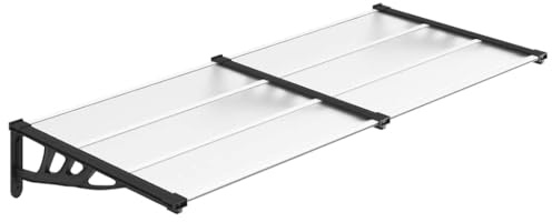 vidaXL Door Canopy Awning - 199x90cm Black/Transparent Polycarbonate & Aluminium Porch Cover