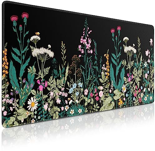 Acezeek Large Mouse Mat,Gaming Mouse Pad,900X400mm(35.4X15.7in) XXL Mousepad,Desk Protector Mat with Anti-Slip Base,Waterproof&Durable Mousemat for Gaming,Office,Home(Flowers & Plants)