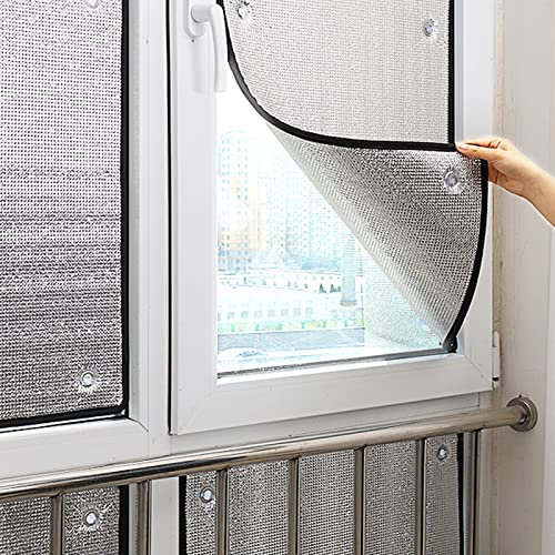 kefu01 Sun Protection Reflective Window Film,Aluminium Insulation Foil,100% Blackout Window Cover,Heat Control Privacy Protection Window Tint,for Skylight Balcony Kitchen Glass (60x60cm/24''x24'')