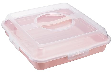 keeeper Fiambrera para bocadillos, tartas y magdalenas, Polipropileno, Cuadrada, Enrico, Rosa nórdico