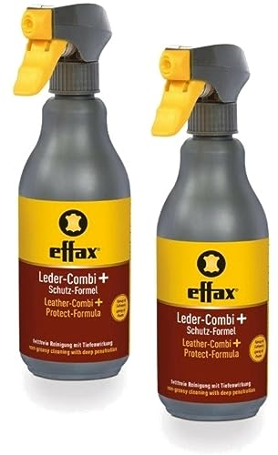 RL24 Effax - Leder-Combi + Schutz-Formel | reinigende Lederpflege | nimmt Schmutz, Dreck & Fett auf | Lederreiniger mit milden Tensiden | Pflege ohne zu fetten | 2 x 500 ml Spray (2er Set)