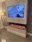 AuraHome 43/ 1080mm 3D Glass Front Media Wall Inset Electric Fireplace 1800w with 10 Multi Flame Colours Log & Crystal Set Full Screen 7 Colours Top Lighting, LED Temp Display, Weekly Timer, Remote