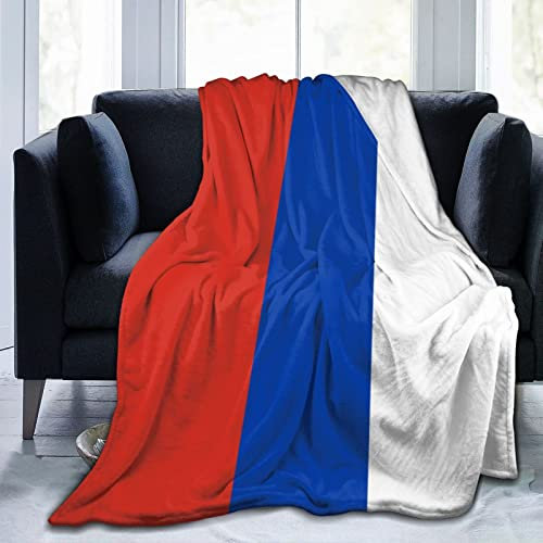 NLWQEKV Decke mit Flagge von Russland, Bedruckte Flanell-Überwurfdecke, 127 x 101 cm, Anti-Pilling-Decke, Bett, Sofa, Wohnzimmer, Schlafzimmer