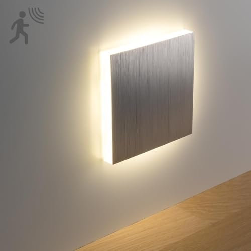 LongLife LED Treppenleuchten mit Bewegungsmelder eckig alu-gebürstet 1,5W - Lichtfarbe: Warmweiß - Lichtaustritt: Linea Einbauleuchte für Treppen, Flur