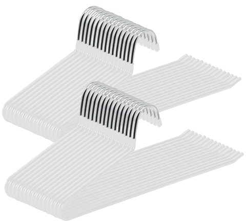 ABHENG Hosenbügel aus Metall, 30er-Pack, Kleiderbügel für Hosen mit offenen Enden, platzsparend, rutschfest, einfaches Aufhängen, 38B x 13H cm, Weiß,AIY0530W