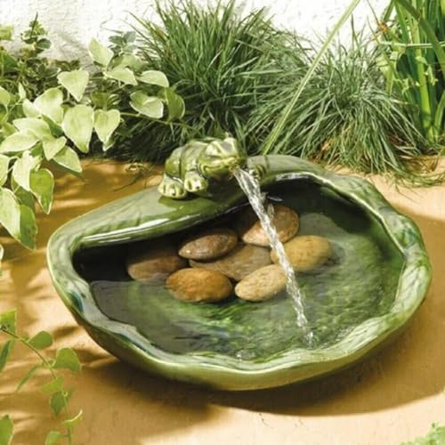 Garden Mile Fontaine à eau moderne en forme de roche – Fontaine à énergie solaire en résine recyclée – Décoration de jardin – Centre de table décoratif pour étang, terrasse et pelouse (fontaine