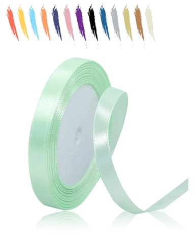Hellgrün 10mm Satinband 23 Meter, Polyesterband, verschönern Sie Ihre Bastelarbeiten und Feiern, ideal für Geschenkverpackungen, Dekorationen, Hochzeitsautoband, Bänder zum Basteln