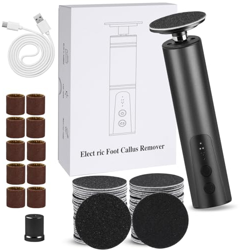ACWOO Electric Foot File Hard Skin Remover, 2 in 1 USB Rechargeable Foot Sander Pedicure Tools (Speed Adjustable), Exfoliator Foot Scrubber for Dry Dead Skin, Cracked, Heels Calluses, Polish Nails