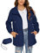 Rapbin Veste de pluie légère et imperméable pour femme, coupe-vent, fine, pliable, pour les voyages et le vélo, bleu foncé, XL