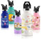 Vikaster Botella agua Acero Inoxidable con Tapa de Popote y asa, Botella Agua Niños, Sin BPA, 350ml，Botella Termica Reutilizable, para Adultos, Niños, Escuela, Ciclismo, Gym, Deportiva