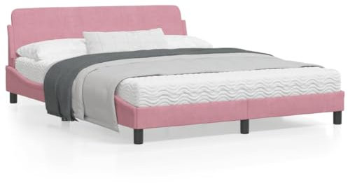 Juroupi Cadre de lit avec tête de lit Rose 160x200 cm Velours,Lit Adulte,Lit À Cadre