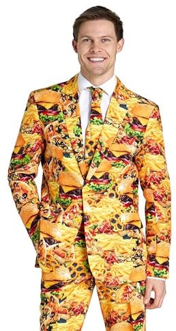 Suitmeister Herren Fast Food Kostüm - Motto Party & Halloween Outfit - inklusive Blazer, Hose und Krawatte - Multicolor