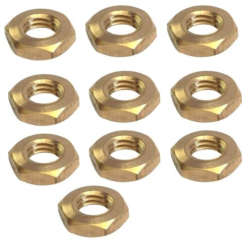 M8 Solid Brass Half Nuts DIN 439 (Pack of 10)
