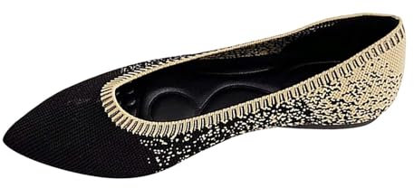 Ballerina Barfussschuhe Damen Ballerina Damen Damen Flyweave Orthopädische, atmungsaktive, weiche Schuhe, Wanderschuhe mit rutschfestem Schaumstoff, Ballerina Barfussschuhe Damen Ballerina (Black, 36)