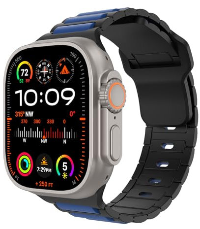 MoKo Correas Compatible Apple Watch Ultra 2 Correa 49mm 46mm 45mm 44mm 42mm Hombre Mujer,Silicona Pulsera Suave Deportiva Correa para iWatch SE Series 10 9 8 7 6 5 4 3 2 1 Ultra 2 1,Azul/Negro