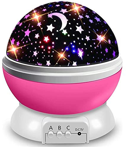 Generico Proiettore Stelle Soffitto, Luce Notturna Bambini Con 8 Colori Luci & 360° Rotazione, Luce Notte per Bambini, Neonati, Compleanno, Vivai (ROSA) (rosa)