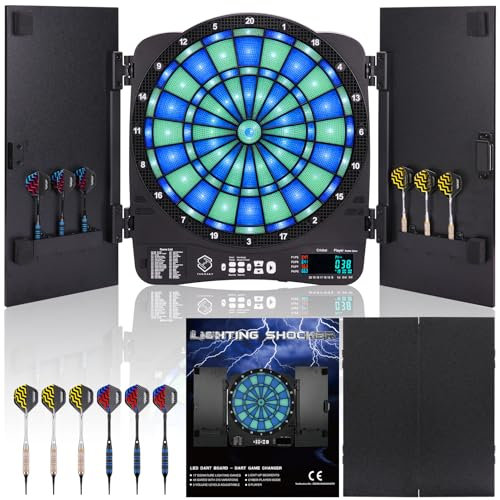 Turnart 2025 Dartscheibe Elektronisch Dartscheibe Elektronische Dartscheibe E Dartscheibe mit LED Beleuchteten Ziffern,Dartscheibe Elektronisch Profi 6 Dartpfeile Soft