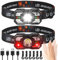 Adiwo Linterna Frontal LED Recargable, 2 Piezas Linterna Cabeza con 3 Modos de Iluminación, USB Recargable, Luz Frontal Cabeza IPX5 Impermeable para Correr, Acampar, Cenderismo, Pesca, Ciclismo