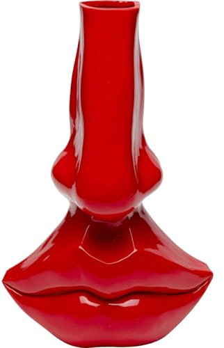 Kare Design Deko Vase Lips, Rot, Modern, Handgearbeitet, Blumenvase, für Trockenblumen, Lippen Motiv, Wohnzimmer, 38x25x17 cm (H/B/T)