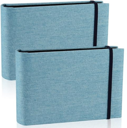 Kleines Fotoalbums, 15,2 x 10,2 cm, 200 Fotos, kleines Mini-Leinen-Fotoalbum, Flip-Fotoalbum, Taschen mit Einsteckalbum für Baby, Hochzeit, Urlaub, Familie, Geburtstag, Reisen (Blau)