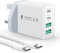 USB C Plug Fast Charge, 40W 4-Port PD Charger Plug Fast Charging UK with 6FT/2M USBC to USBC Cable Type C Charging Plug for iPhone 16/15/14/13/12/11, iPad, Samsung, iPhone Fast Charger Wall Adapter