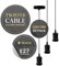LEDSone 3 Pack Metal E27 Pendant Light Fitting with Twisted Cable Ceiling E27 Vintage Antique Brass Pendant Light for lamp Holder Fitting for Restaurant