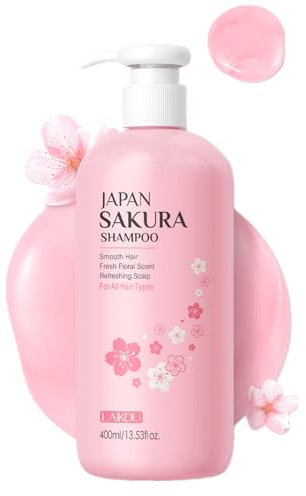 Japanese Sakura Shampoo, klärende, feuchtigkeitsspendende und verdickende Haarpflege, repariert, glänzend, stärkt Volumengebung, veganes Shampoo für trockenes, geschädigtes Haar und Kopfhautpeeling,