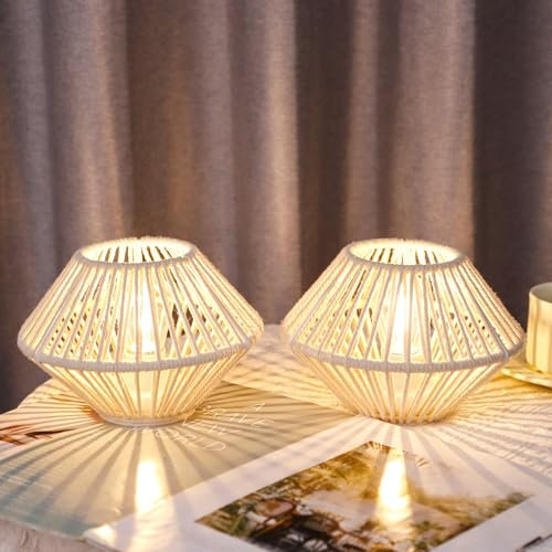 TRIROCKS Metal Cordless Table Lamp Set of 2 Cage Shape Battery Operated Lamp with Edison Lights Bulb for Indoor/Outdoor Use Perfect for Christmas Garden and Weddings