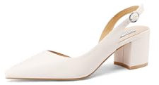 QUEEN HELENA Scarpe Basse Eleganti con Tacco Décolleté a Punta Chiusa Donna ZM9324 (Beige, Sistema Taglie Calzature EU, Adulto, Donna, Numero, Media, 41)