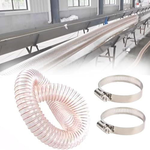 WLCGYD Abluftschlauch Lüftungsschlauch Flexibler Staub-/Schmutzsammelschlauch Aus Polyurethan Mit Edelstahlklemmen, 3 M Langer Durchstoßfester Kanalschlauch(Dia-380mm(15''))