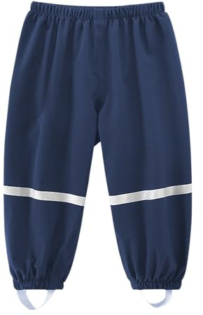 Diorshark Pantalon de Pluie Bébé Garcon Imperméable Bleu Pantalon de Boue Enfant Coupe-Vent Réfléchissant Léger Respirant Non Doublé avec Elastique Ski Surpantalon Scolaire Cyclisme pour Âge 1-2 Ans