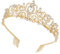 KILDOWS Krone Damen, Tiara Hochzeit Kristall Krone Braut Gold Kristallkrone Strass Krone Haarschmuck Diadem Haar Accessoires für Frauen und Mädchen Geschenke Hochzeit Geburtstag Abschlussball Party