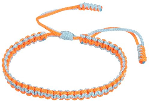 PATIKIL Braided Bracelet, Mens Women Tibetan String Rope Bracelet Handmade Lucky Prayer Protection Adjustable Size for Gifts Anniversary Family, Light Blue Orange