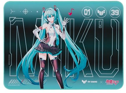 ASUS TUF Gaming P1 Tapis de Souris de Jeu Portable Hatsune Miku Edition avec Surface résistante à l'eau, Coutures durables Anti-effilochage et Base en Caoutchouc antidérapant