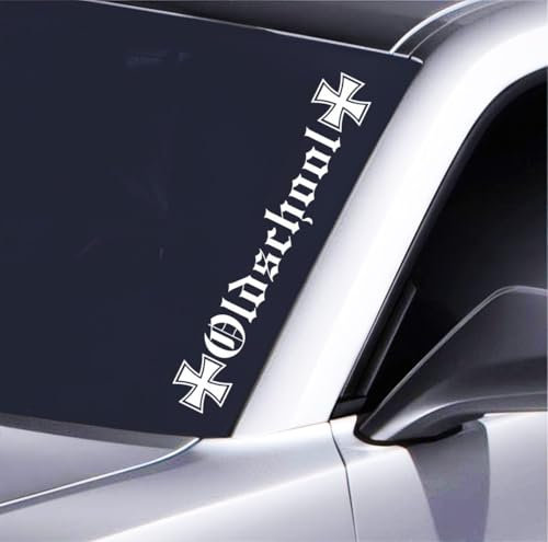 Oldschool Auto Aufkleber Retro Sticker 55x8 cm Perfekt für Frontscheibe Für Tuning Fans & Autoliebhaber Wetterfest & langlebig, Weiß