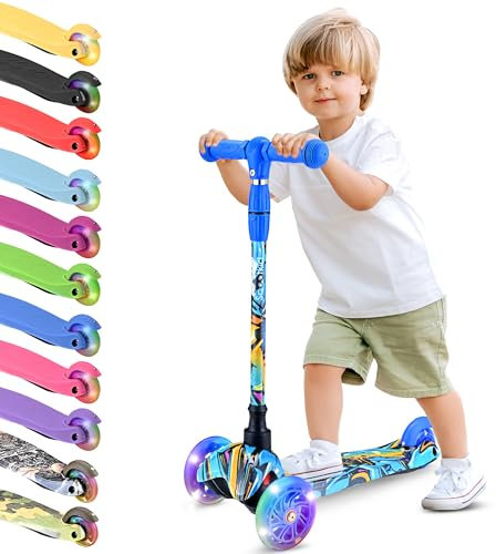 urtle Scooter Kinder, Kleinkinder – Premium Roller Dreirad Kickboard mit LED-Rädern – Tretroller Höhenverstellbar für Jungen & Mädchen, Indoor & Outdoor – Sicherer Kickscooter 20 Kg, 2-5 Jahren