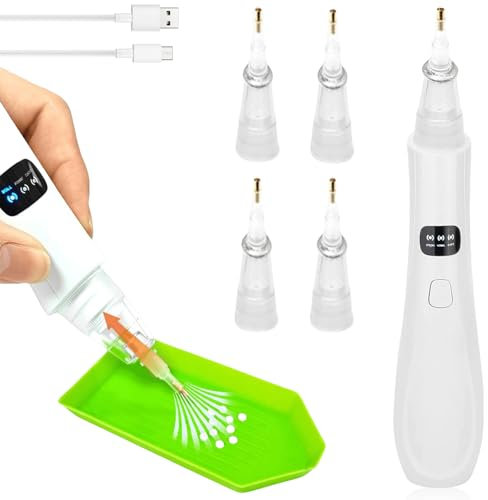 Elektrische Diamond Painting Stift Set, Diamant Painting Stift mit 4 Ersatzkopf & Vakuumpumpe, 3 einstellbare Saugstufen Diamond Painting Zubehör wiederaufladbar Drahtlose DIY Diamant Kunst Pinsel