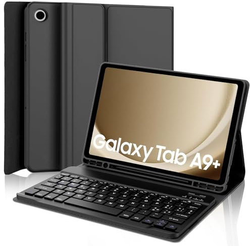 WINCHKING Tastiera per Samsung Galaxy Tab A9 Plus 11, Cover con Tastiera Galaxy Tab A9+, Custodia Italiano Bluetooth Rimovibile Keyboard per Samsung a9 Plus Tablet 2023 11 Pollici, Nero