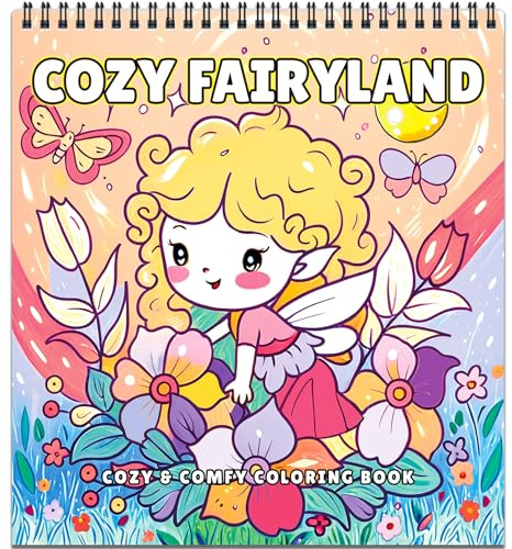 Gemütliches Feenland: Niedliche Malbücher für Erwachsene zur Entspannung – 32 Traumhafte Blumenfee-Szenen, Bequemes Malbuch für Teenager zur Stressbewältigung, Spiralbindung – von FUN LAVIE