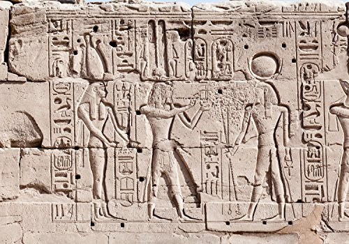 wandmotiv24 Fototapete Wand Hieroglyphen-schnitzereien, XXL 400 x 280 cm - 8 Teile, Wanddeko, Wandbild, Wandtapete, Ägypten M0817