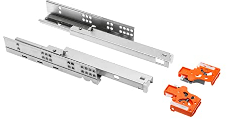 GTV Unterflurführung 0FPO Schubladenschienen Vollauszüge Schubladenauszüge - 500 mm - Verzinkt - Push-to-Open Schienensystem - Slide Montageführung absenken - Belastbar bis 25 Kg - 1 Set = 2 Stück