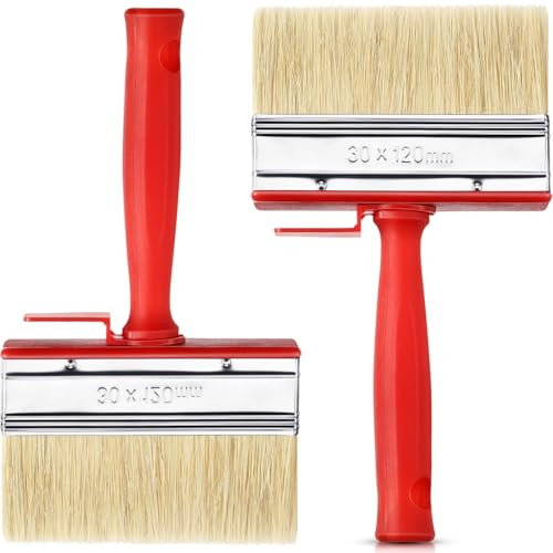 2 Pieces Shed Fence Paint Brush Decking Timber Block Stain Brush 120 mm Wide (Red)