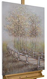 KunstLoft Leinwandbild | 100% HANDGEMALT | 60x90cm | Gemälde 'Secret Path' | Landschaften | Braun | Wandbild Wohnzimmer