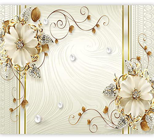 murando - Vlies Fototapete orientalische Muster 350x256cm - Foto Tapete Wohnzimmer Vliestapete XXL Motivtapeten Bildtapete 3d Effekt Wand Dekoration - Blumen Ornament Perlen beige n-B-0083-a-a