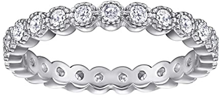 Lieson Verlobung Ringe Frauen Silber 925, Hochzeitsringe Damen Elegant Rundherum 1.75 mm Zirkonia Trauringe Nickelfrei