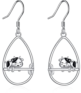 YFN Kuh Ohrringe Sterling Silber Kuh Baumeln Tropfen Ohrringe Schmuck Kuh Geschenke für Damen Mädchen