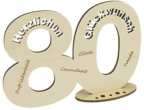 GoldRock Geschenke zum 80 Geburtstag Mann Frau,80. Geburtstag Geldgeschenk Holz,80 Geburtstag Geschenke Frauen,Gästebuch 80 Geburtstag Deko,Geschenkideen zum 80 Geburtstag,Holzzahlen Groß für Jubiläum