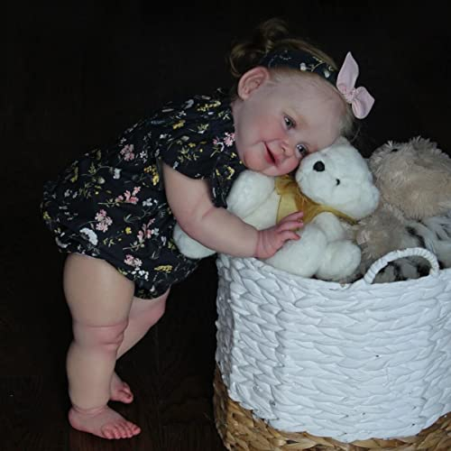 Anano Lebensechte Babypuppen 61 cm Mädchen Zoe, Silikon Neugeborene Kleinkind Puppen mit echten Hautdetails für Kinder ab 3 Jahren